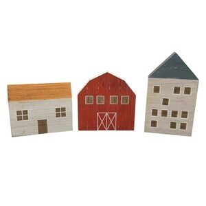 TARGET NWT 3 Piece Wooden Farm House Barn Building Set Bullseye Playground Decor